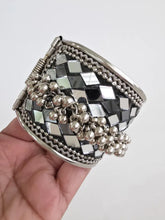 Mirror Oxidized Silver openable single Kada(1Pc)/German Silver/Boho/Tribal/Indian Jewelry/Pakistani/Oxidized Bangles/One size fit 2.4/2.6