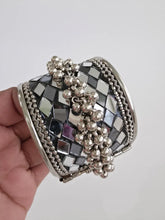 Mirror Oxidized Silver openable single Kada(1Pc)/German Silver/Boho/Tribal/Indian Jewelry/Pakistani/Oxidized Bangles/One size fit 2.4/2.6