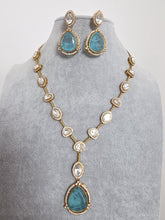 Aqua Blue Doublet Moissanite Kundan Necklace/Kundan Choker/Bollywood Jewelry/Indian wedding/Bridal jewelry/Indian Wedding/Pakistani/Punjabi