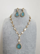 Aqua Blue Doublet Moissanite Kundan Necklace/Kundan Choker/Bollywood Jewelry/Indian wedding/Bridal jewelry/Indian Wedding/Pakistani/Punjabi
