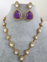 Purple Doublet Moissanite Kundan Necklace/Kundan Choker/Bollywood Jewelry/Indian wedding/Bridal jewelry/Indian Wedding/Pakistani/Punjabi