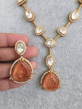 Peach Doublet Moissanite Kundan Necklace/Kundan Choker/Bollywood Jewelry/Indian wedding/Bridal jewelry/Indian Wedding/Pakistani/Punjabi