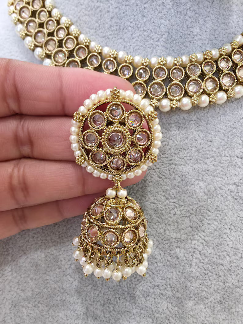 Antique Polki Kundan Necklace, Kundan Choker, Indian jewelry, Pakistani necklace, punjabi necklace, bridal, indian wedding