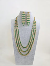 Green Gold CZ Diamond 3 Layers Long necklace, American Diamond Necklace, Indian Pakistani jewelry for wedding, gift for her, bridal jewelry