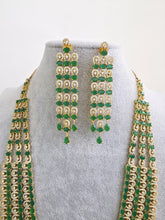 Green Gold CZ Diamond 3 Layers Long necklace, American Diamond Necklace, Indian Pakistani jewelry for wedding, gift for her, bridal jewelry