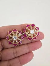 Ruby Moissanite Polki Antique Dull Gold Stud Earrings /Indian Jewelry /Statement Stud Earrings/Victorian Stud Earrings/Cz Studs/Diamond Stud