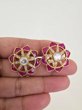 Ruby Moissanite Polki Antique Dull Gold Stud Earrings /Indian Jewelry /Statement Stud Earrings/Victorian Stud Earrings/Cz Studs/Diamond Stud