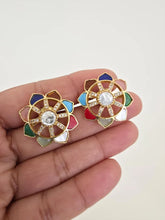 Multi Moissanite Polki Antique Dull Gold Stud Earrings /Indian Jewelry /Statement Stud Earrings/Victorian Stud Earring/Diamond Stud
