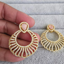 Pink Gold American Diamond Earrings/Indian Jewelry/Pakistani Jewelry/Bollywood Jewelry/CZ earrings/AD earrings/Statement earrings/Gift