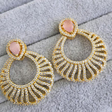 Pink Gold American Diamond Earrings/Indian Jewelry/Pakistani Jewelry/Bollywood Jewelry/CZ earrings/AD earrings/Statement earrings/Gift