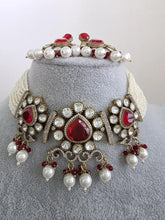 Red Doublet Moissanite Pearl Kundan Necklace/Kundan Choker/Bollywood Jewelry/Indian wedding/Bridal jewelry/Indian Wedding/Pakistani/Punjabi