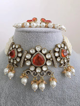 Orange Doublet Moissanite Pearl Kundan Necklace/Kundan Choker/Bollywood JewelryIndian wedding/Bridal jewelryIndian Wedding/Pakistani/Punjabi