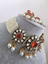 Orange Doublet Moissanite Pearl Kundan Necklace/Kundan Choker/Bollywood JewelryIndian wedding/Bridal jewelryIndian Wedding/Pakistani/Punjabi