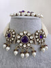 Purple Doublet Moissanite Pearl Kundan Necklace/Kundan Choker/Indian wedding/Bridal jewelry/Indian Wedding/Pakistani/Punjabi