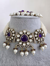 Purple Doublet Moissanite Pearl Kundan Necklace/Kundan Choker/Indian wedding/Bridal jewelry/Indian Wedding/Pakistani/Punjabi