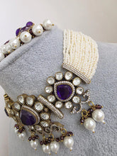 Purple Doublet Moissanite Pearl Kundan Necklace/Kundan Choker/Indian wedding/Bridal jewelry/Indian Wedding/Pakistani/Punjabi