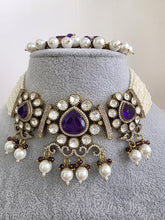 Purple Doublet Moissanite Pearl Kundan Necklace/Kundan Choker/Indian wedding/Bridal jewelry/Indian Wedding/Pakistani/Punjabi