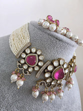 Pink Doublet Moissanite Pearl Kundan Necklace/Kundan Choker/Bollywood Jewelry/Indian wedding/Bridal jewelry/Indian Wedding/Pakistani/Punjabiv