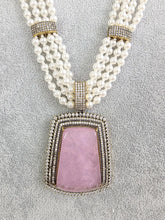 Pink Doublet Pearl CZ Diamond long necklace/Indian jewelry/Doublet rani haar/Mala necklace set/Indian Wedding/Indian Pakistani Jewelry
