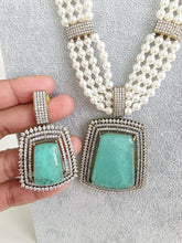 Mint Green Doublet Pearl CZ Diamond long necklace/Indian jewelry/Doublet rani haar/Mala necklace set/Indian Wedding/Indian Pakistani Jewelry