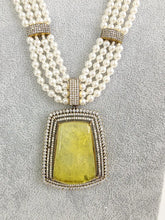 Yellow Doublet Pearl CZ Diamond long necklace/Indian jewelry/Doublet rani haar/Mala necklace set/Indian Wedding/Indian Pakistani Jewelry