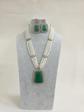 Green Doublet Pearl CZ Diamond long necklace/Indian jewelry/Doublet rani haar/Mala necklace set/Indian Wedding/Indian Pakistani Jewelry