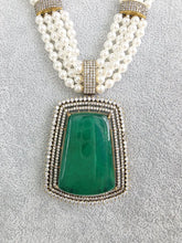 Green Doublet Pearl CZ Diamond long necklace/Indian jewelry/Doublet rani haar/Mala necklace set/Indian Wedding/Indian Pakistani Jewelry