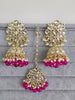 Hot Pink Gold Kundan Tikka w/Earring Set/ Indian Bridal Maang Tikka /Teeka Tika Headpiece Handmade Pearl Jewelry For Women Bollywood
