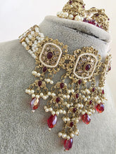 Maroon Red Polki Pearl Kundan Choker set/Statement Necklace Set/Indian Jewelry/Pakistani Jewelry set/Wedding necklace/Bridal necklace/Indian