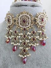 Maroon Red Polki Pearl Kundan Choker set/Statement Necklace Set/Indian Jewelry/Pakistani Jewelry set/Wedding necklace/Bridal necklace/Indian
