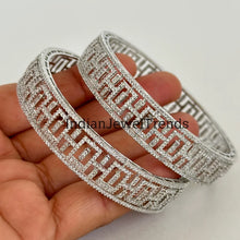 Set of 2 Silver CZ Diamond Bangles/CZ Bangles/Bracelet/Indian Party Bangles/CZ stone bangle/Indian wedding/bridal jewelry/Pakistani