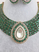 Green Moissanite Polki Kundan Necklace/Designer Kundan Choker/Bollywood Jewelry/Indian wedding/Bridal jewelry/Pakistani/Punjabi,Premium set