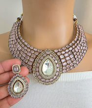 Pink Moissanite Polki Kundan Necklace/Designer Kundan Choker/Bollywood Jewelry/Indian wedding/Bridal jewelry/Pakistani/Punjabi,Premium set