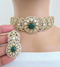 Green Victorian Moissanite kundan Necklace, Indian Bridal Jewelry, Bollywood Sabyasachi Designer necklace, Indian Pakistani Wedding