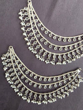 Silver Polki Ear Chain pair/Sahare/Pearl kaan chain/Earring support chain/Indian/Pakistani/Bahubali Earrings/Kaan Sahara 2pcs