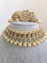 Champagne White Antique Polki Kundan Choker Necklace, Polk Necklace, Indian jewelry, Pakistani necklace, punjabi necklace, bridal wedding