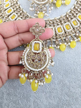 Yellow Antique Polki Kundan necklace set/Reverse Ad Necklace/Statement necklace/Indian/Punjabi Necklace/Pakistani Jewelry/Bridal necklace
