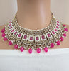 HotPink Antique Polki Kundan necklace set/Reverse Ad Necklace/Statement necklace/Indian/Punjabi Necklace/Pakistani Jewelry/Bridal necklace