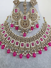 HotPink Antique Polki Kundan necklace set/Reverse Ad Necklace/Statement necklace/Indian/Punjabi Necklace/Pakistani Jewelry/Bridal necklace