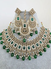 Green Antique Polki Kundan necklace set/Reverse Ad Necklace/Statement necklace/Indian/Punjabi Necklace/Pakistani Jewelry/Bridal necklace