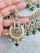 Green Antique Polki Kundan necklace set/Reverse Ad Necklace/Statement necklace/Indian/Punjabi Necklace/Pakistani Jewelry/Bridal necklace