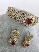 Ruby Red Victorian Moissanite kundan Necklace, Indian Bridal Jewelry, Bollywood Sabyasachi Designer necklace, Indian Pakistani Wedding