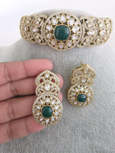 Green Victorian Moissanite kundan Necklace, Indian Bridal Jewelry, Bollywood Sabyasachi Designer necklace, Indian Pakistani Wedding