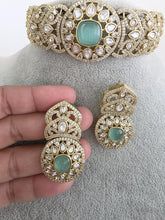 Mint Green Victorian Moissanite kundan Necklace, Indian Bridal Jewelry, Bollywood Sabyasachi Designer necklace, Indian Pakistani Wedding
