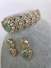 Mint Green Victorian Moissanite kundan Necklace, Indian Bridal Jewelry, Bollywood Sabyasachi Designer necklace, Indian Pakistani Wedding