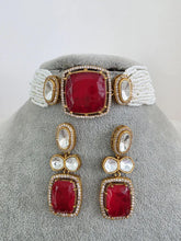 Ruby Red Doublet Moissanite Kundan Choker set/Statement Necklace Set/Indian Jewelry/Pakistani Jewelry set/Wedding necklace/Bridal necklace