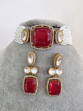Ruby Red Doublet Moissanite Kundan Choker set/Statement Necklace Set/Indian Jewelry/Pakistani Jewelry set/Wedding necklace/Bridal necklace
