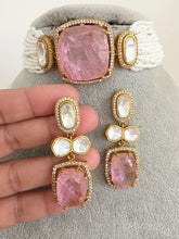 Pink Doublet Moissanite Kundan Choker set/Statement Necklace Set/Indian Jewelry/Pakistani Jewelry set/Wedding necklace/Bridal necklace