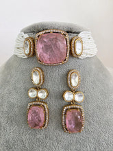 Pink Doublet Moissanite Kundan Choker set/Statement Necklace Set/Indian Jewelry/Pakistani Jewelry set/Wedding necklace/Bridal necklace