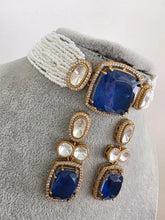 Blue Doublet Moissanite Kundan Choker set/Statement Necklace Set/Indian Jewelry/Pakistani Jewelry set/Wedding necklace/Bridal necklace